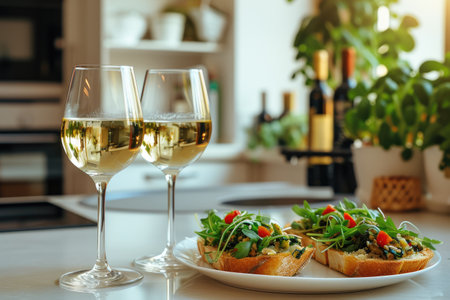 Daylight Illumination of White Wine and Cheese Platterの素材