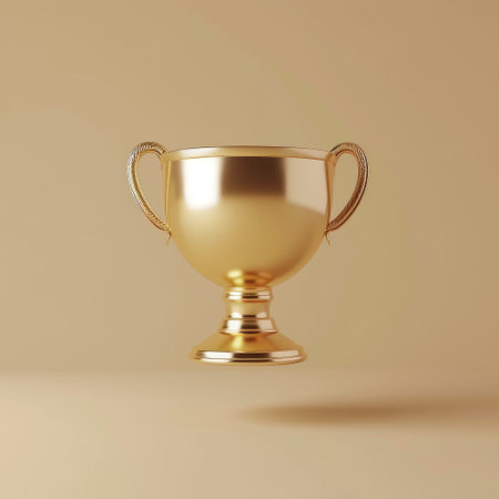 Floating Toy Trophy in 3D, Gleaming Gold Finishの素材