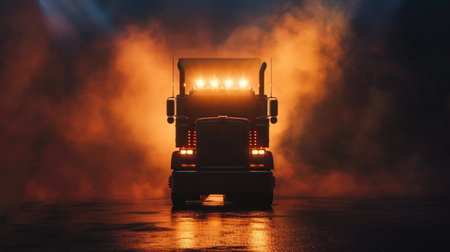 Theatrical Lighting Creates Dramatic Truck Backdropの素材