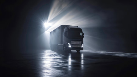 Truck Shrouded in Mystery with Stage Lightingの素材