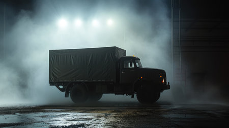 Truck Illuminated by Dramatic Stage Lightsの素材