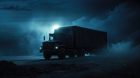 Truck Bathed in Dramatic Spotlight Glowの素材