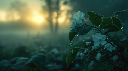 Soft Dawn Light on a White Flower Petalの素材