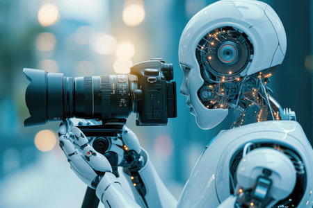 Advanced AI Robot Taking Professional Photosの素材