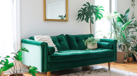 Sophisticated Living Space with White Walls and Elegant Gold Accentsの素材