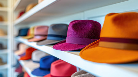 Luxurious Women's Caps Displayed in Pristine Studio Settingの素材