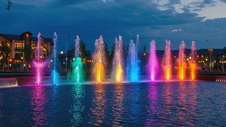 Spectacular Dancing Fountains Near Riverbank Residencesの素材