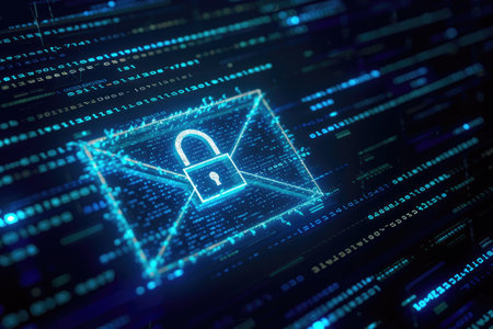 Encrypted Communication Visual with Computer Screenの素材