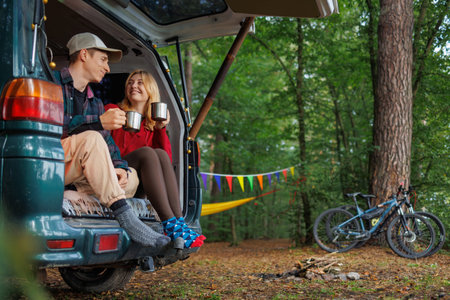 Travel Van Relaxation with Tea in Nature