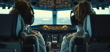 Airline Cockpit Manned by Female Pilotsの素材