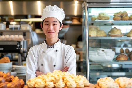 Portrait of a Baker in Contemporary Bakeryの素材