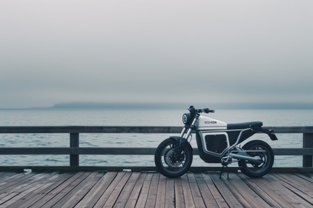 Sleek Electric Motorcycle by Still Blue Lake and Pierの素材