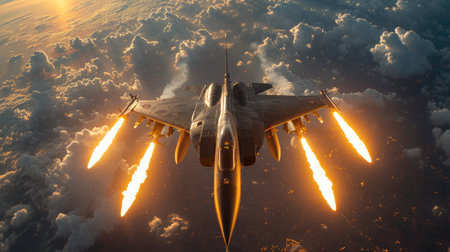 Explosive Fighter Jet Operations Above Cityscapeの素材