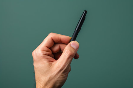 Close-Up of Hand Grasping Pen with Simple Backgroundの素材