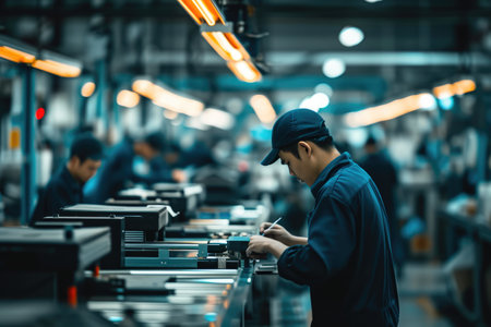 Energetic Team Members in a State-of-the-Art Production Facilityの素材