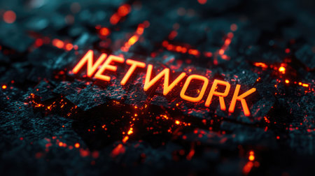 Abstract Network Title: Glitched Text with High-Tech Lookの素材