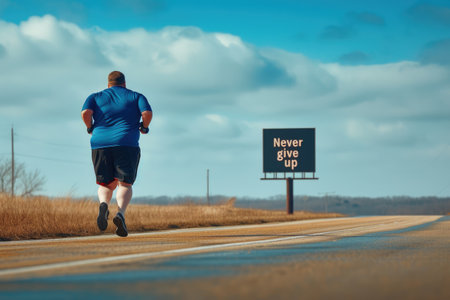 Back View of Athlete on Long Road Journeyの素材