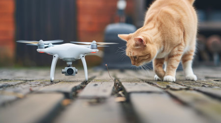 Cat Observed by a Drone from Aboveの素材