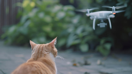 Drone Perspective of a Cat's Playtimeの素材