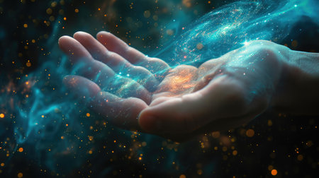 Close-Up of Hand with Stars Aboveの素材