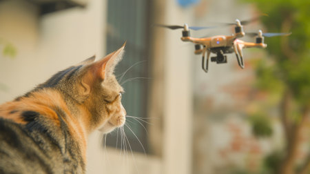 Drone Footage of a Cat Exploring Outdoorsの素材