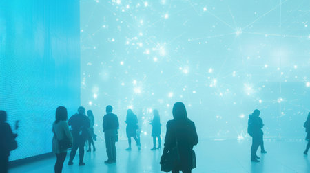 Analyzing Data Clusters Against Light Blue Backdropの素材