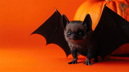 Cute Halloween Banner with Smiling Batの素材