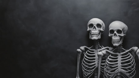 Elegant Halloween Banner Featuring Cheerful Skeletonsの素材