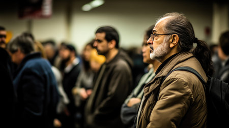 Charity Distribution Line with Concerned Facesの素材