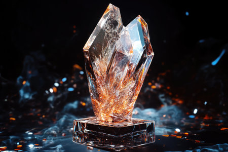 Elegant Crystal Trophy on Black Backgroundの素材