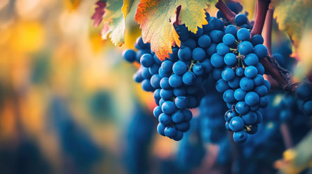 Autumn Vineyard Scene with Close-Up of Grapesの素材