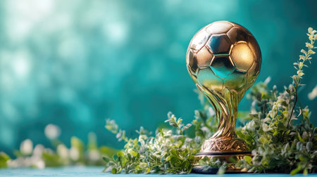 Detailed Soccer Trophy with Light Blue Backdropの素材