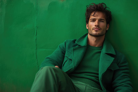 Fashion-Forward Man Embracing Green Trendの素材