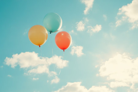 Joyful Helium Balloons Soaring High in the Skyの素材