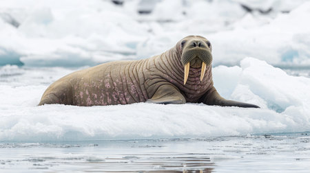 Serene Walrus Basking in Polar Calmの素材