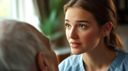 Empathetic Nurse and Patient in Sunlightの素材