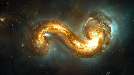 Ancient Cosmic Dance: Merging Galaxies in Starlightの素材