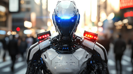 Advanced Police Robot with Integrated Sensors on Dutyの素材