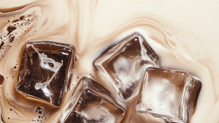 Ice Cubes and Coffee in Beige Settingの素材