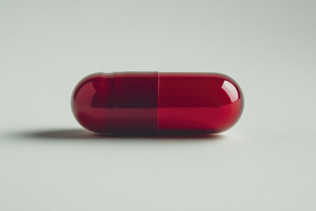 Macro Shot of Medicine Capsule Against Whiteの素材