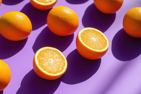 Bold Purple Background Enhanced with Fresh Orangesの素材