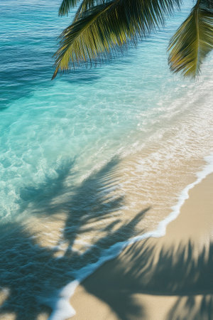 Sunshine Over Turquoise Water and Sandy Beachの素材