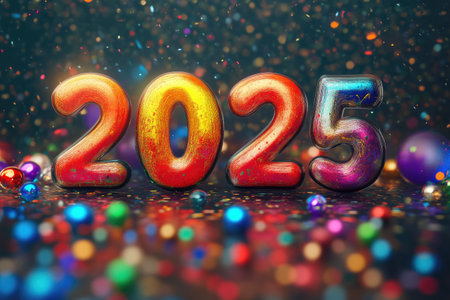 Dynamic 2025: Bold and Bright 3D Title with Creative Colorationの素材