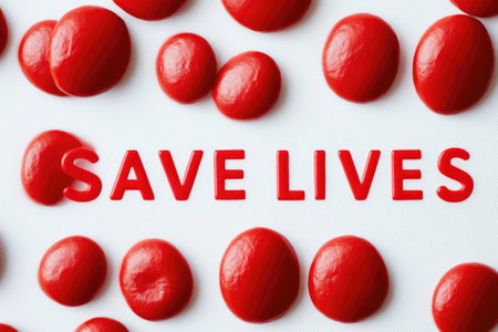 Save Lives in Red Blood on Whiteの素材