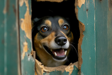 Garden Fence With Aggressive Dog's Headの素材