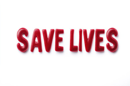 Save Lives Blood Message on White Backgroundの素材