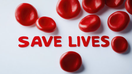 Red Inscription: 'Save Lives' Bloodstained Messageの素材