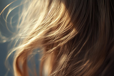 Close-Up of Vibrant Hair Texture in Sunlightの素材