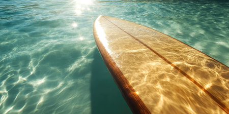 Surfboard Design Against the Backdrop of Shimmering Oceanの素材