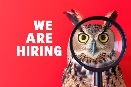 Charming Owl Logo Encouraging Applications with âWe Are Hiringâの素材